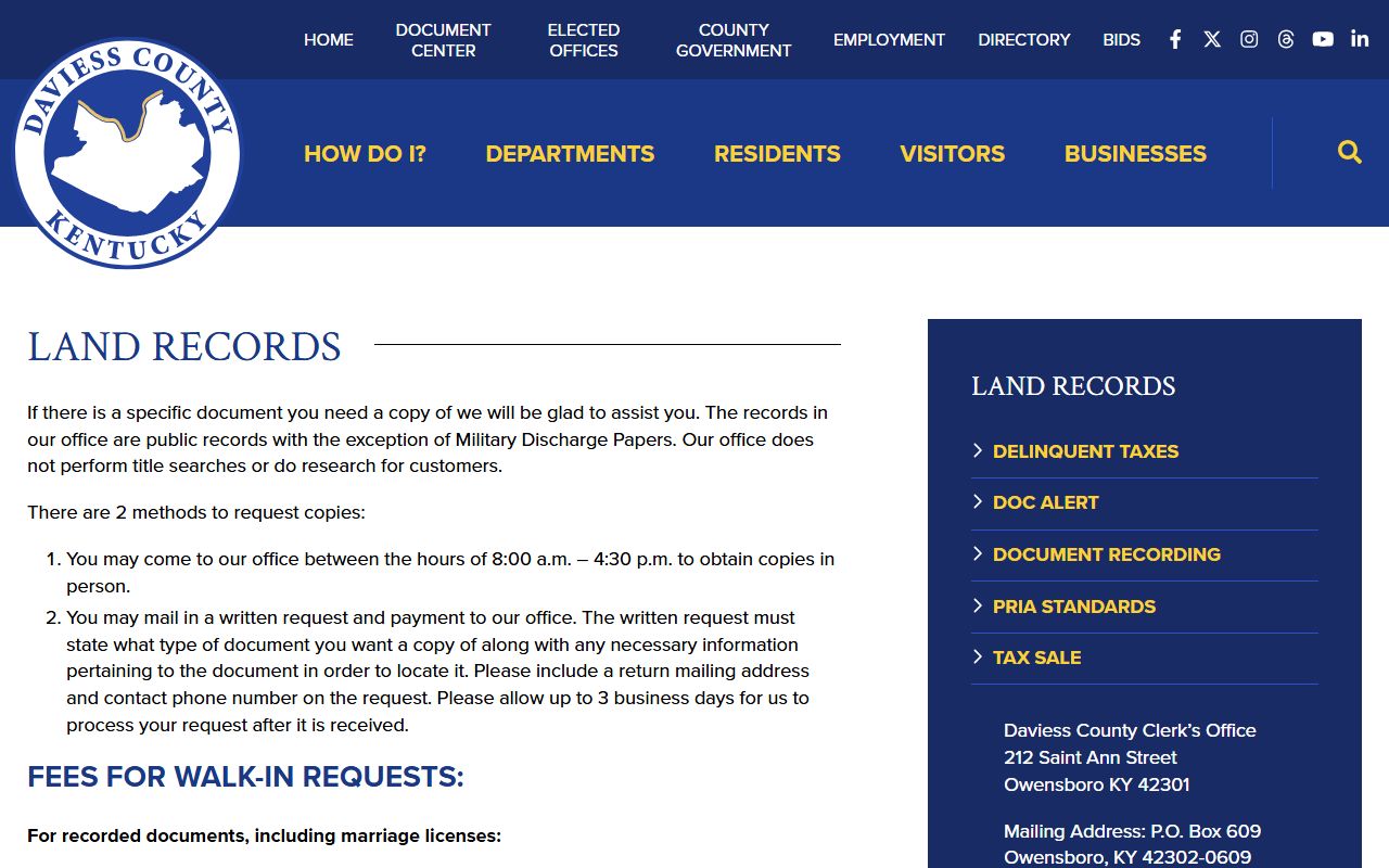 Daviess County land records page