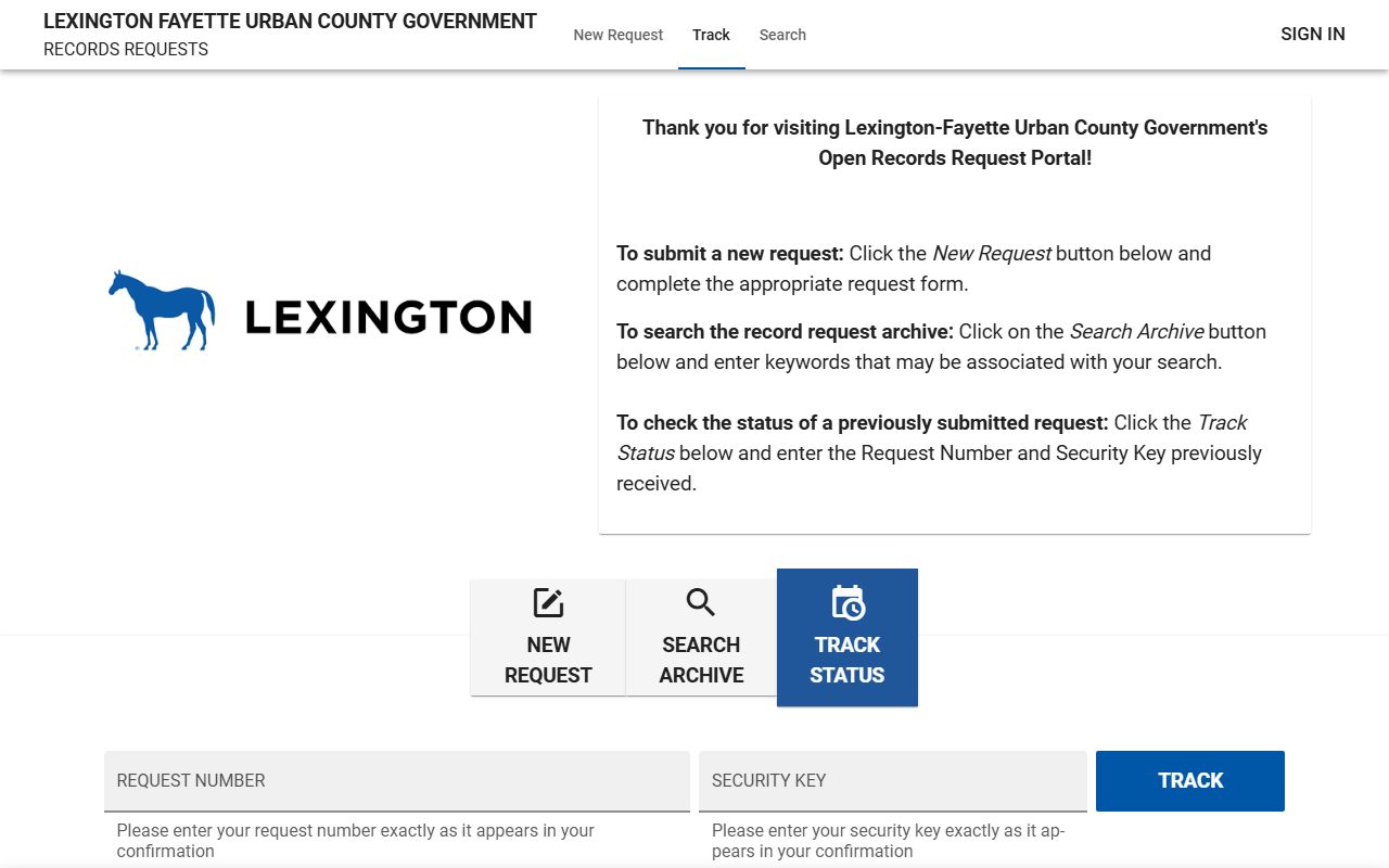 Lexington FOIA public portal for records requests