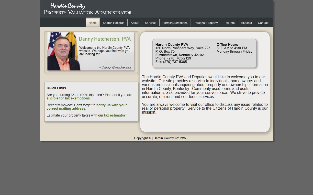 Hardin County PVA property search website