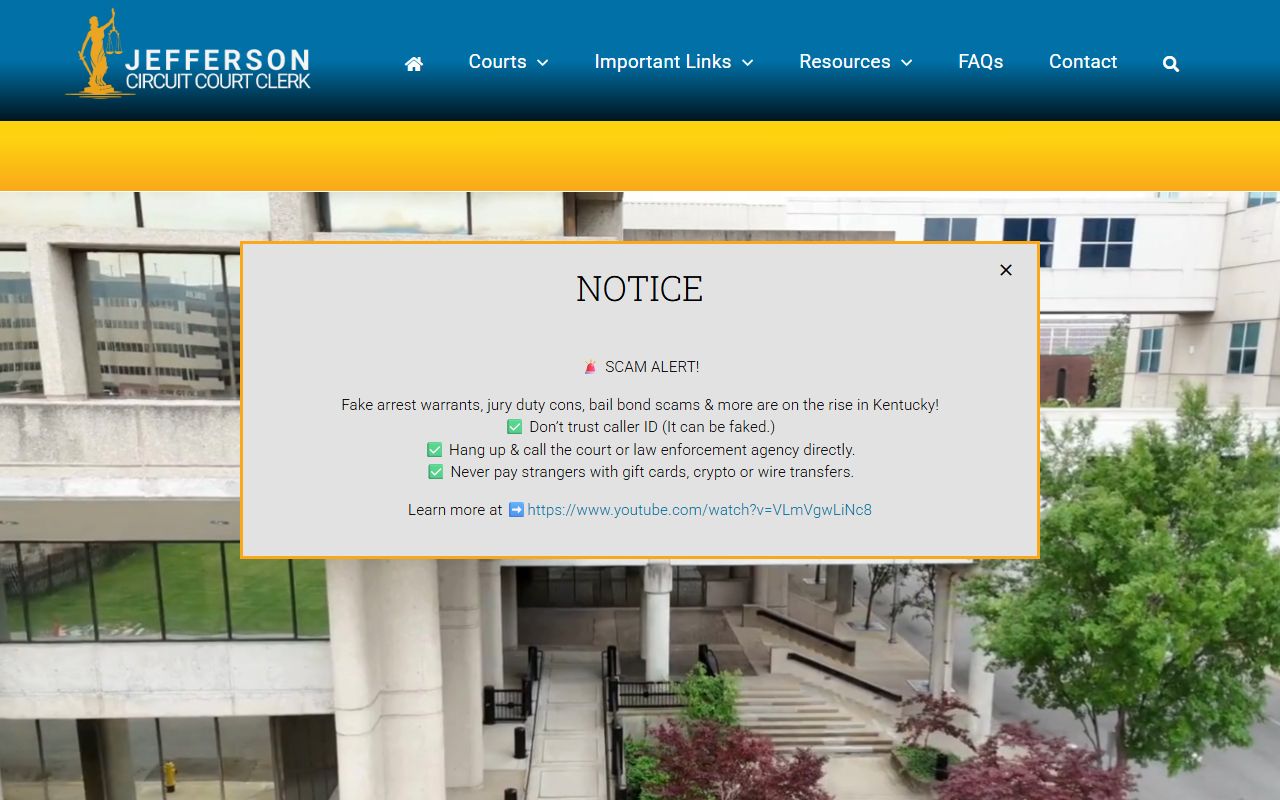 Jefferson County Circuit Court Clerk office in Louisville Kentucky