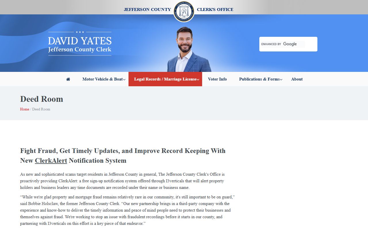 Jefferson County ClerkAlert fraud protection service