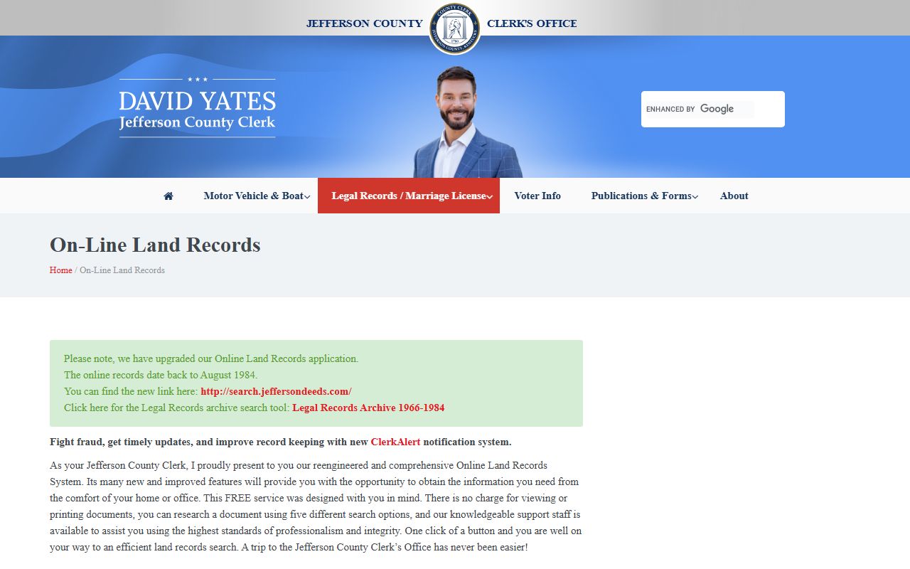 Jefferson County online land records search system