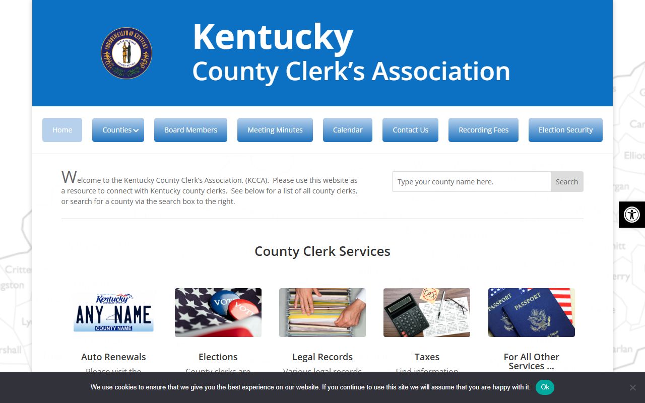 Kentucky County Clerks Association website for Johnson County